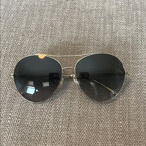 NEW with Case! Jimmy Choo Silver Aviator Sunglasses with Black Lenses